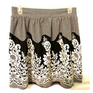 Blue and white print skirt